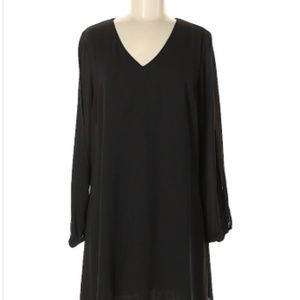 Knee Length Black Dress with Butterfly Sleeves